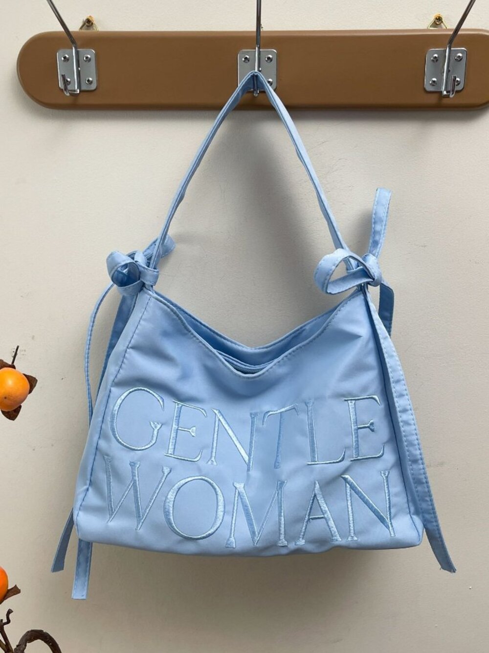 Light Blue Nylon Bow Shoulder Bag Boutique NWOT